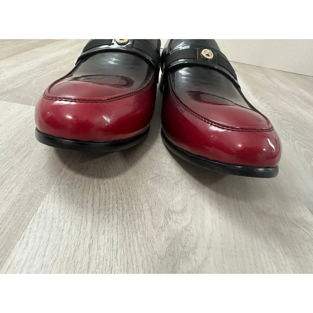 Versace Men's Black Cherry Ombre Patent Leather Medusa Loafers Italy sz 44 us 10 - Picture 5 of 12